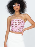 front view of model wearing Princess Polly Whateva Bustier Pink Multi 