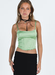 product Princess Polly Sleeveless Square Neck  Zora Satin Top Green