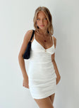 Front view of model wearing  front Princess Polly Scoop Neck  Danner Mini Dress White