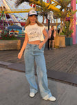 product Princess Polly High Waisted  Ollie Straight Leg Jean Mid Wash Denim