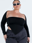 product Princess Polly Full Sleeves Asymmetric Neckline  Koslo Bolero Top Black Curve