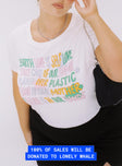 back view of model wearing Princess Polly Organic Be Kind Charity Baby Tee Cream Curve Short Sleeves Crew Neck 