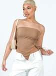 product Princess Polly Sleeveless Asymmetric Neckline  Morello Strapless Top Beige