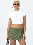 Front view of model wearing  front Motel Zephyr Skirt Olive Princess Polly  Mini Skirts Mini Skirts 