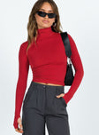 product Princess Polly Full Sleeves High Neck  Elysium Long Sleeve Turtleneck Top Red