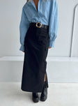 Front view of model wearing  front Datura Cargo Midi Skirt Black Princess Polly  Maxi 