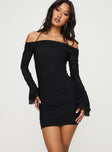 product Princess Polly High Neck  Taylon Off The Shoulder Mini Dress Black