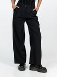 Front view of model wearing  front Princess Polly High Waisted Pants  Archer Pants Black Petite