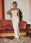   front view of model wearing Princess Polly Suga Maxi Skirt Cream Maxi 