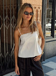 front view of model wearing Princess Polly Trapeze Strapless Top White Sleeveless Square Neck 