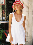 front view of model wearing Princess Polly Nelty Mini Dress White Plunger 