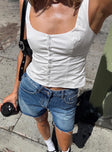 front view of model wearing Princess Polly Effortless Top White Sleeveless Scoop Neck 