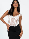 product Princess Polly Short Sleeves Square Neck  Some Like It Hot Lace Corset Ghost White