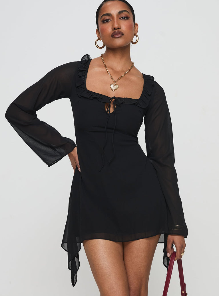 Revival Long Sleeve Mini Dress Black