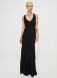 product Princess Polly Asymmetric Neckline  Verde Linen Blend Maxi Dress Black