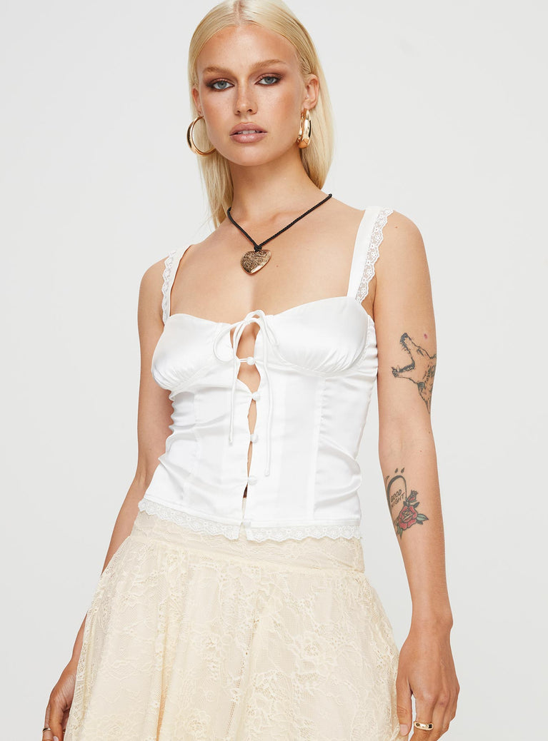 product Princess Polly Sleeveless Asymmetric Neckline  Layson Top White