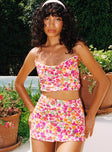 Front view of model wearing  front Celena Mini Skirt Floral Princess Polly  Mini Skirts 