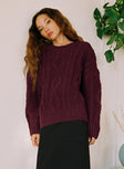 product Anaya Oversized Sweater Burgundy Princess Polly  Cropped 