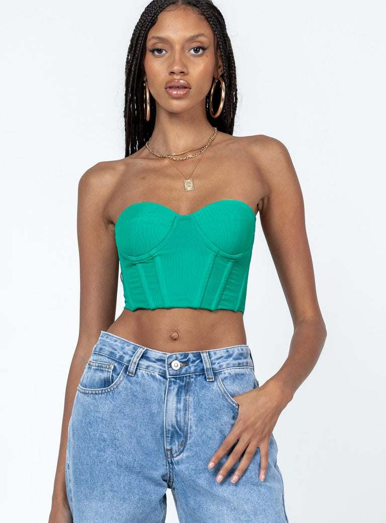 product Princess Polly Sleeveless Sweetheart  Endless Love Mesh Corset Top Green