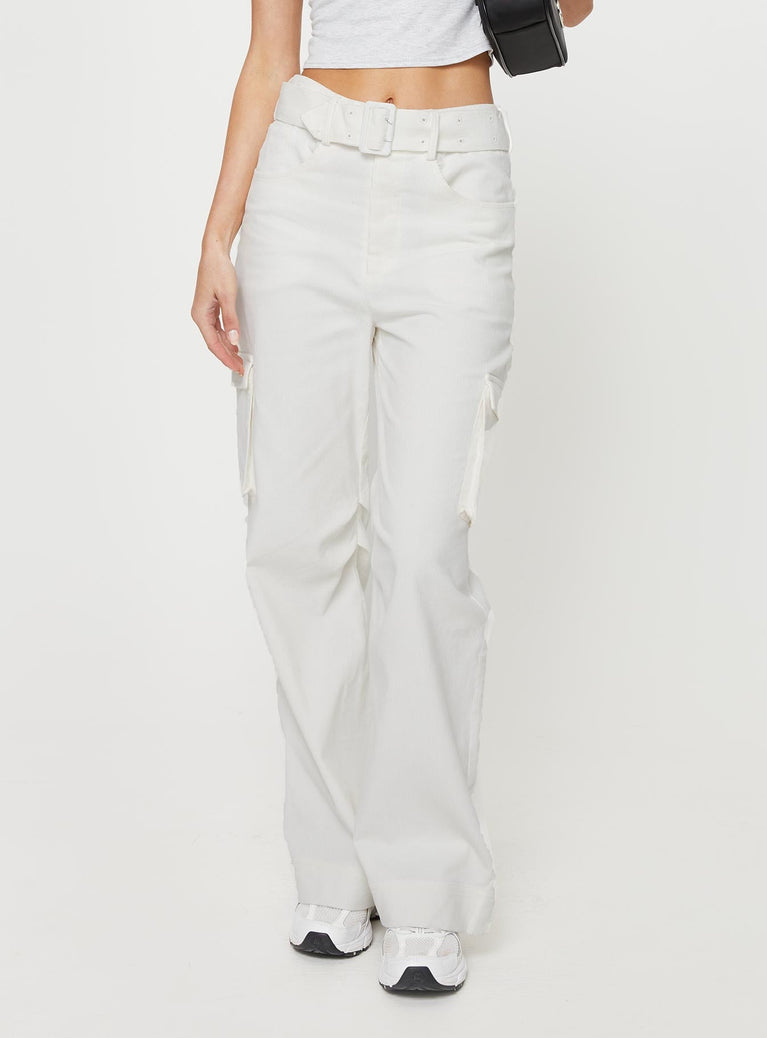 product Princess Polly  Aidane Cord Cargo Pants White