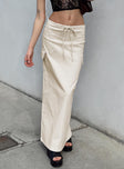 Front view of model wearing  front My Girl Maxi Skirt Beige Princess Polly  Maxi 