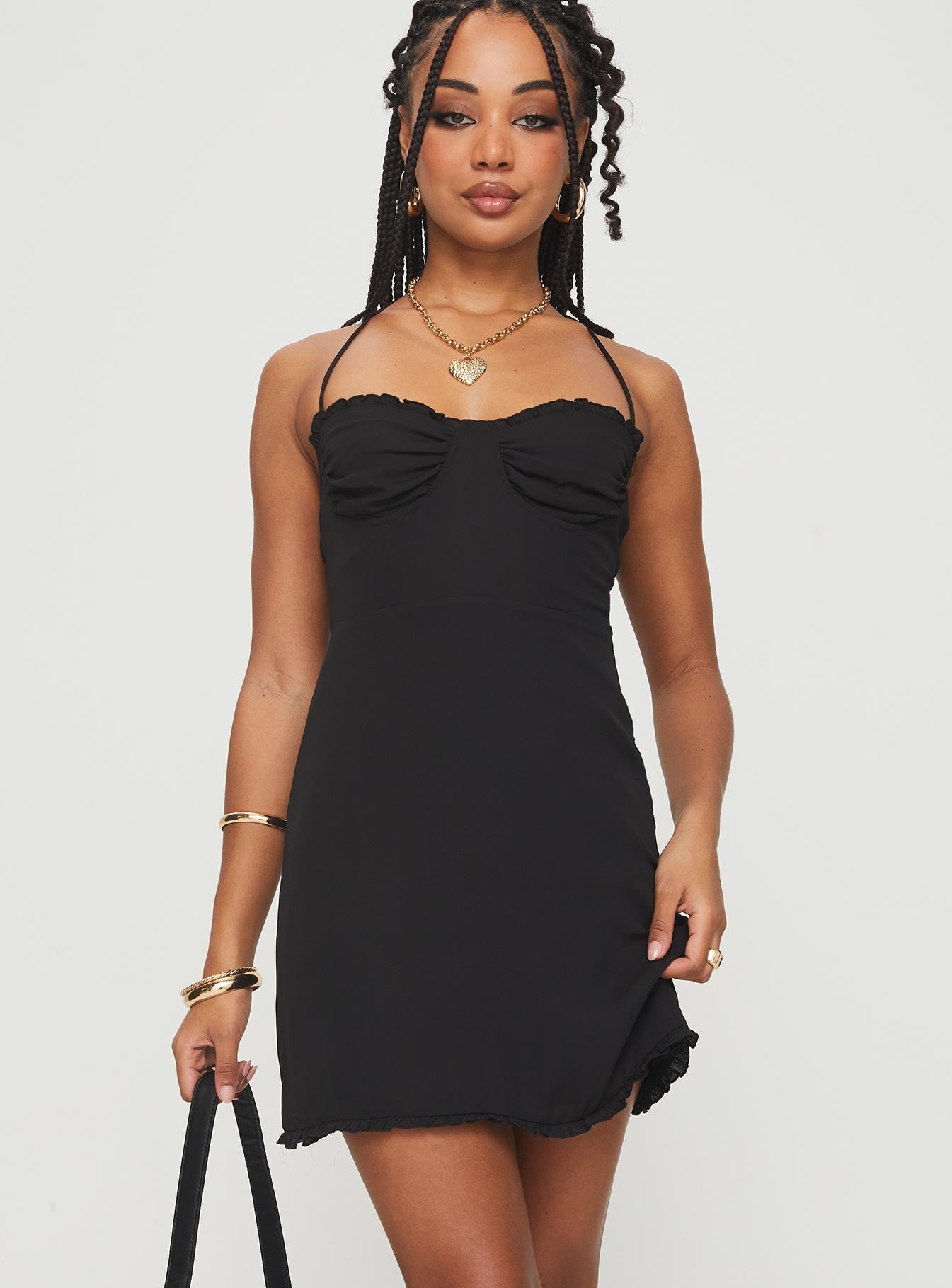 Shop Formal Dress - Fusilloni Mini Dress Black fourth image