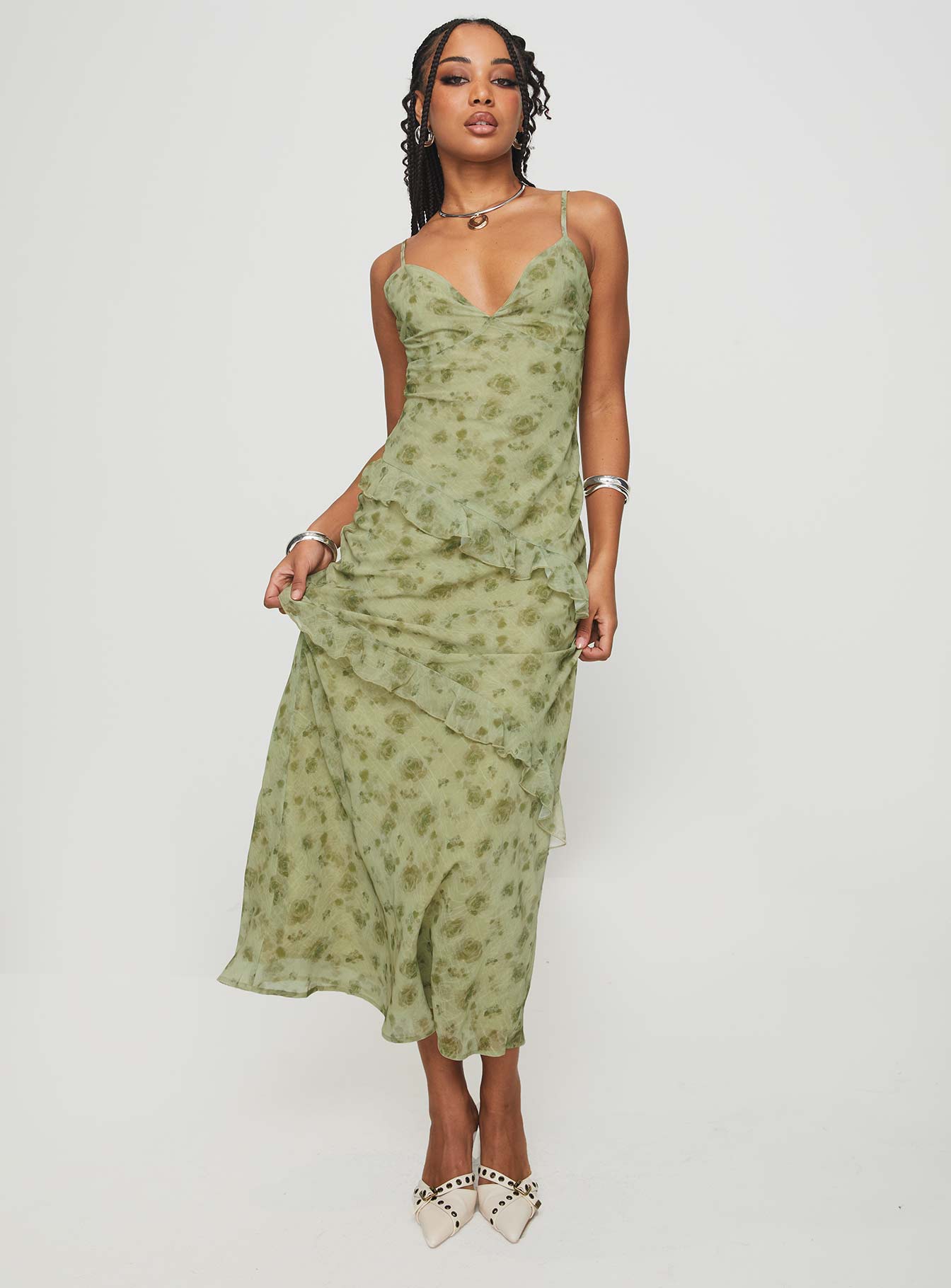 Shop Formal Dress - Teffoli Maxi Dress Green fifth image
