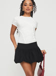   front view of model wearing Princess Polly Mersale Bubble Hem Mini Skirt Black Mini Skirts 