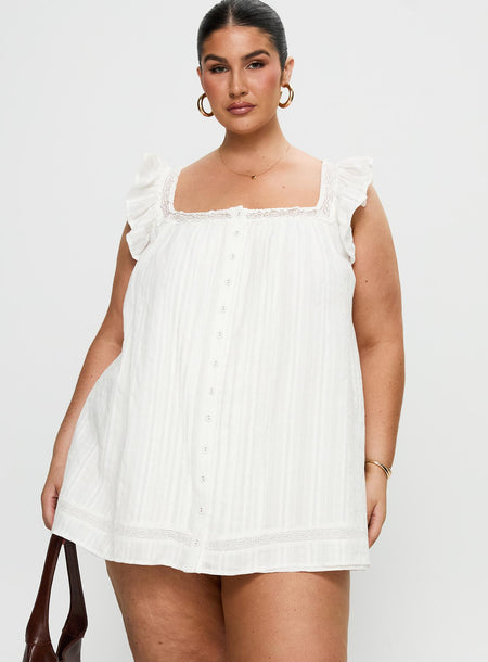 Summerland Broiderie Mini Dress White Curve