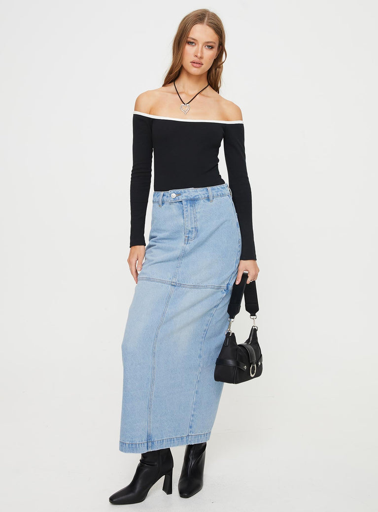 product Markanna Denim Midi Skirt Light Wash Princess Polly  Maxi 