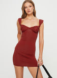 product Princess Polly Asymmetric Neckline  Candyce Mini Dress Burgundy