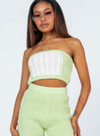 side view of model wearing Princess Polly Artesia Strapless Top Green 