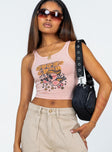 front view of model wearing Princess Polly Supergirl Tank Top Pink 