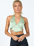 front view of model wearing Princess Polly Josiah Top Green 