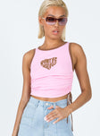 front view of model wearing Princess Polly Don't Be Jelly Tank Top Pink 