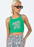 front view of model wearing Princess Polly Grow Girl Tank Top Green 