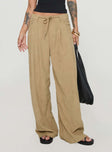 back view of model wearing Princess Polly Slouched Tie Up Pant Latte Low Rise Pants 