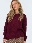 product Anaya Oversized Sweater Burgundy Princess Polly  Cropped 