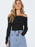 product Morley Off Shoulder Sweater Black Princess Polly  Cropped 