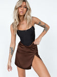   front view of model wearing Princess Polly The Smith Mini Skirt Brown Mini Skirts 