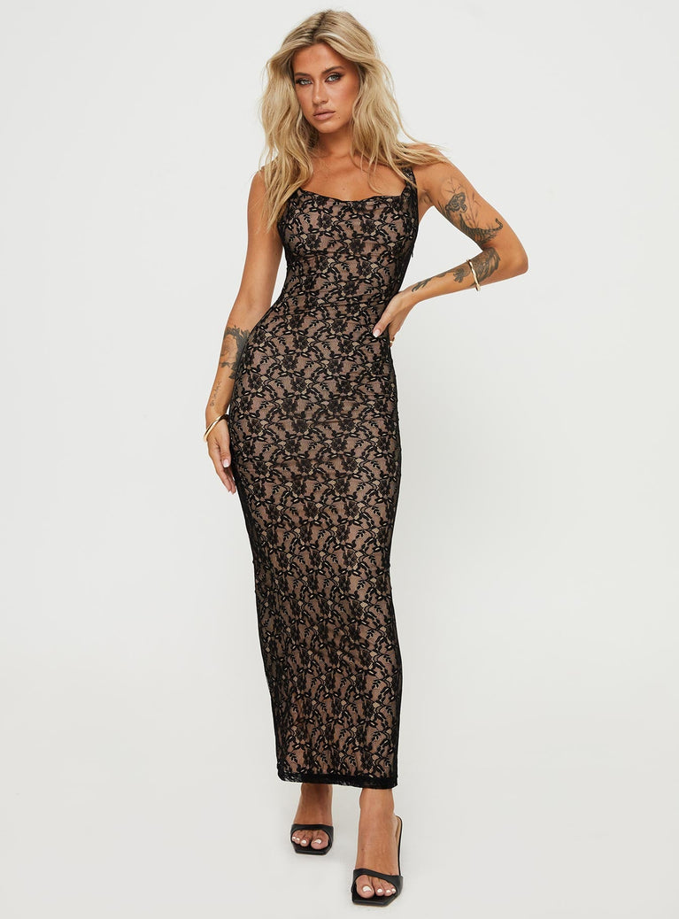 product Princess Polly Crew Neck  Romani Lace Maxi Dress Black