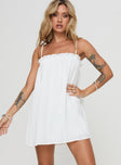 front view of model wearing Princess Polly Marsaline Mini Dress White Square Neck 