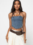 product Princess Polly Sleeveless Square Neck  Alexian Strapless Top Denim