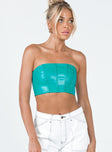 front view of model wearing Princess Polly Johnson Top Teal 