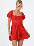 front view of model wearing Princess Polly Ethan Mini Dress Red 