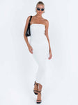 Front view of model wearing  front Princess Polly High Neck  Oscar Midi Dress White Tall