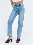 product Princess Polly High Waisted  Holly Asymmetric Straight Leg Jean Light Wash Tall