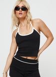 product Princess Polly Sleeveless High Neck  Airdrie Contrast Halter Top Black / White