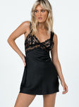 front view of model wearing Princess Polly Bel Air Mini Dress Black 