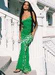 product Princess Polly High Neck  Burn Out Velvet Maxi Dress Green